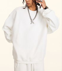 2024 Autumn and winter youth loose casual basic solid color American plus velvet round neck hoodie for men and women can wear