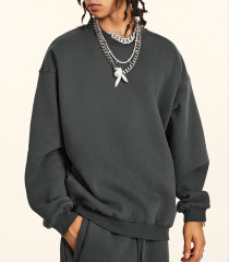 2024 Autumn and winter youth loose casual basic solid color American plus velvet round neck hoodie for men and women can wear