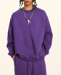 2024 Autumn and winter youth loose casual basic solid color American plus velvet round neck hoodie for men and women can wear