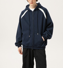 Autumn and winter American retro sleeved hooded cardigan hoodie trend brand simple loose casual couple coat