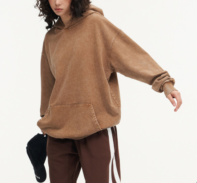 2024 Spring and Autumn 425G vintage wash to do old hoodie hoodie coat American street fashion top couple shirt