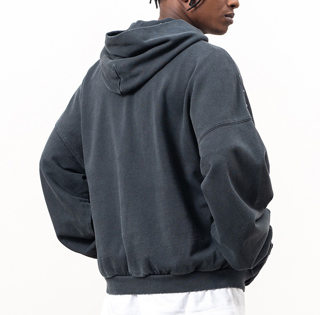 2024 autumn and winter new light plate hoodie wash water heavy vintage to do old worn hoodie