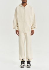 2024 Autumn and winter new 450G wool loose fashion zipper hoodie solid color casual men's warm coat