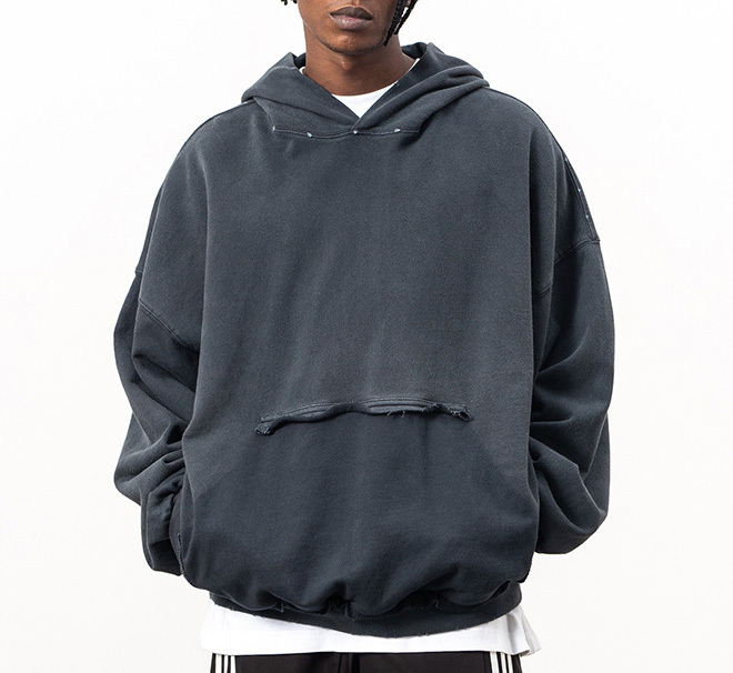 2024 autumn and winter new light plate hoodie wash water heavy vintage to do old worn hoodie