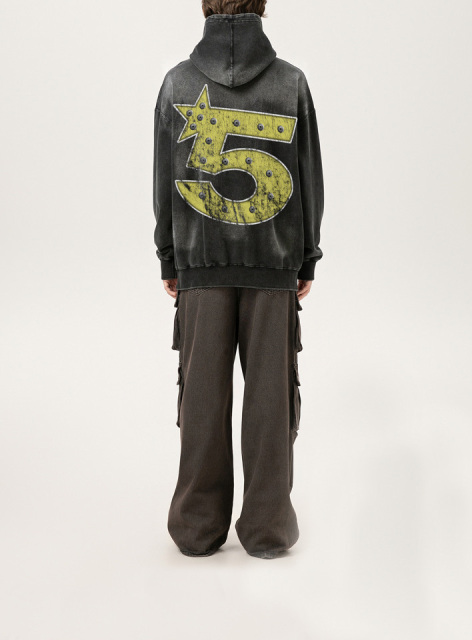 Autumn and winter niche design hoodie American tide letter washed monkey heavy hoodie