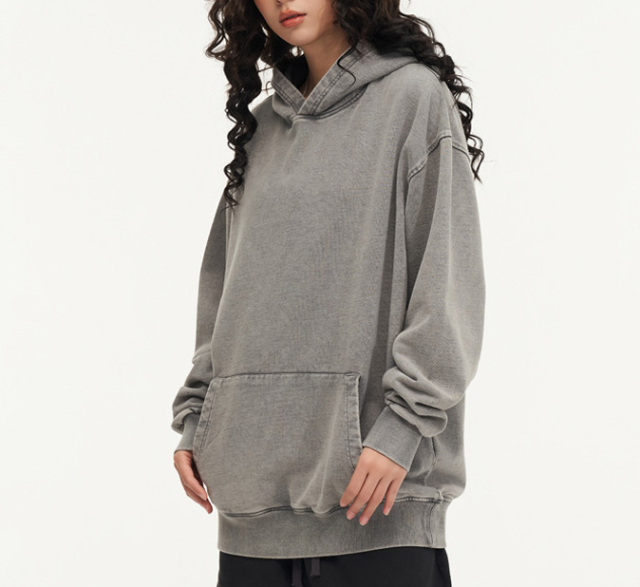 2024 Spring and Autumn 425G vintage wash to do old hoodie hoodie coat American street fashion top couple shirt