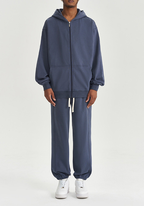 2024 Autumn and winter new 450G wool loose fashion zipper hoodie solid color casual men's warm coat