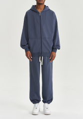 2024 Autumn and winter new 450G wool loose fashion zipper hoodie solid color casual men's warm coat