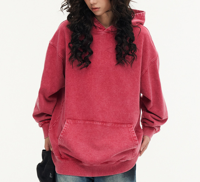 2024 Spring and Autumn 425G vintage wash to do old hoodie hoodie coat American street fashion top couple shirt