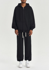 2024 Autumn and winter new 450G wool loose fashion zipper hoodie solid color casual men's warm coat