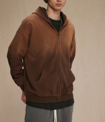 2024 Autumn and winter tide brand spray dyed old zipper men's hoodie wash water retro cardigan men's and women's coats