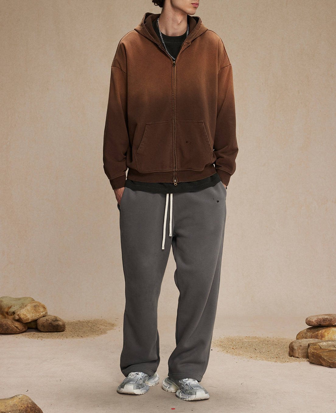 2024 Autumn and winter tide brand spray dyed old zipper men's hoodie wash water retro cardigan men's and women's coats