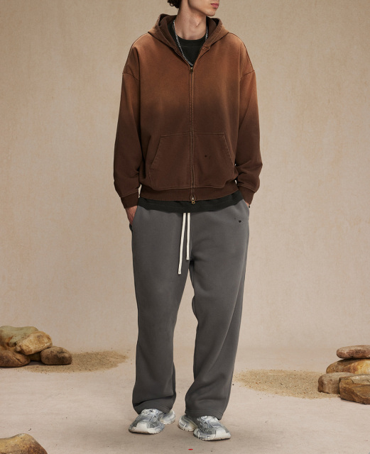 2024 Autumn and winter tide brand spray dyed old zipper men's hoodie wash water retro cardigan men's and women's coats