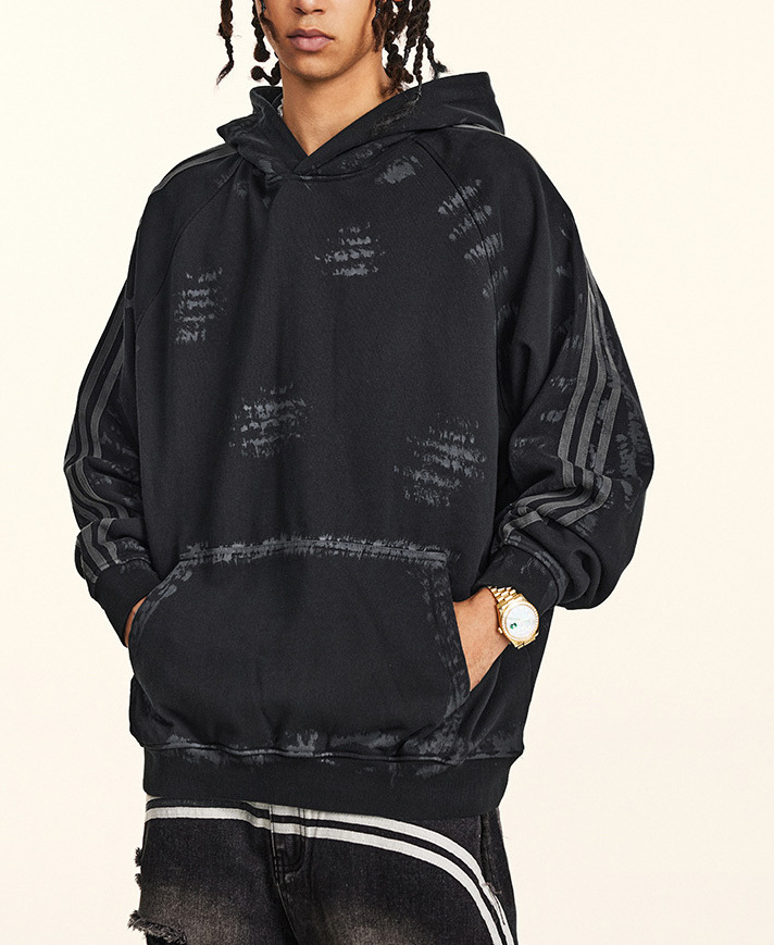 2024 Autumn and winter Ba Jia high quality buy hand shop dirty wind brush paint to do old vintage hoodie men