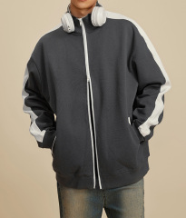 Men 2024 autumn winter American fashion loose type heavy double zipper loose sports wind hoodie coat men