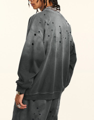 2024 early fall American high street heavy fashion brand drop shoulder inside with a bottom sweater wool circle crew-neck hoodie man