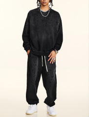 2024 early fall American high street heavy fashion brand drop shoulder inside with a bottom sweater wool circle crew-neck hoodie man