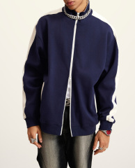 Men 2024 autumn winter American fashion loose type heavy double zipper loose sports wind hoodie coat men