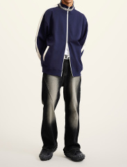 Men 2024 autumn winter American fashion loose type heavy double zipper loose sports wind hoodie coat men