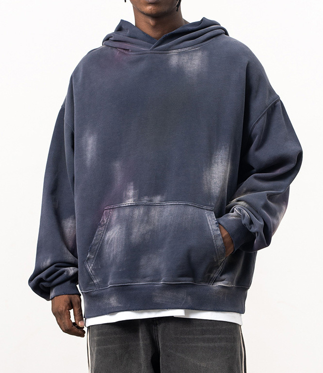 2024 Autumn/Winter new fashion brand American heavy 500g vintage do old whitewashed hoodie man