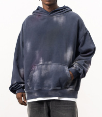 2024 Autumn/Winter new fashion brand American heavy 500g vintage do old whitewashed hoodie man