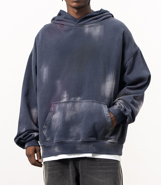 2024 Autumn/Winter new fashion brand American heavy 500g vintage do old whitewashed hoodie man