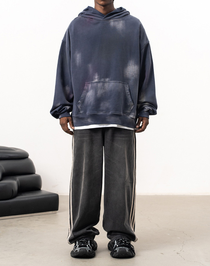 2024 Autumn/Winter new fashion brand American heavy 500g vintage do old whitewashed hoodie man