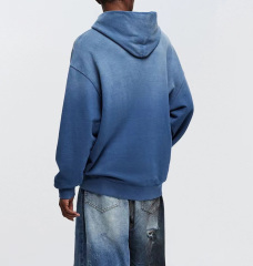 Hooded fur hoodie men wash retro spray horse walk gradual autumn and winter tide brand loose shoulder men and women the same