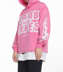 Autumn and winter new flame high street letter print hoodie with loose lovers sports long-sleeved hoodie