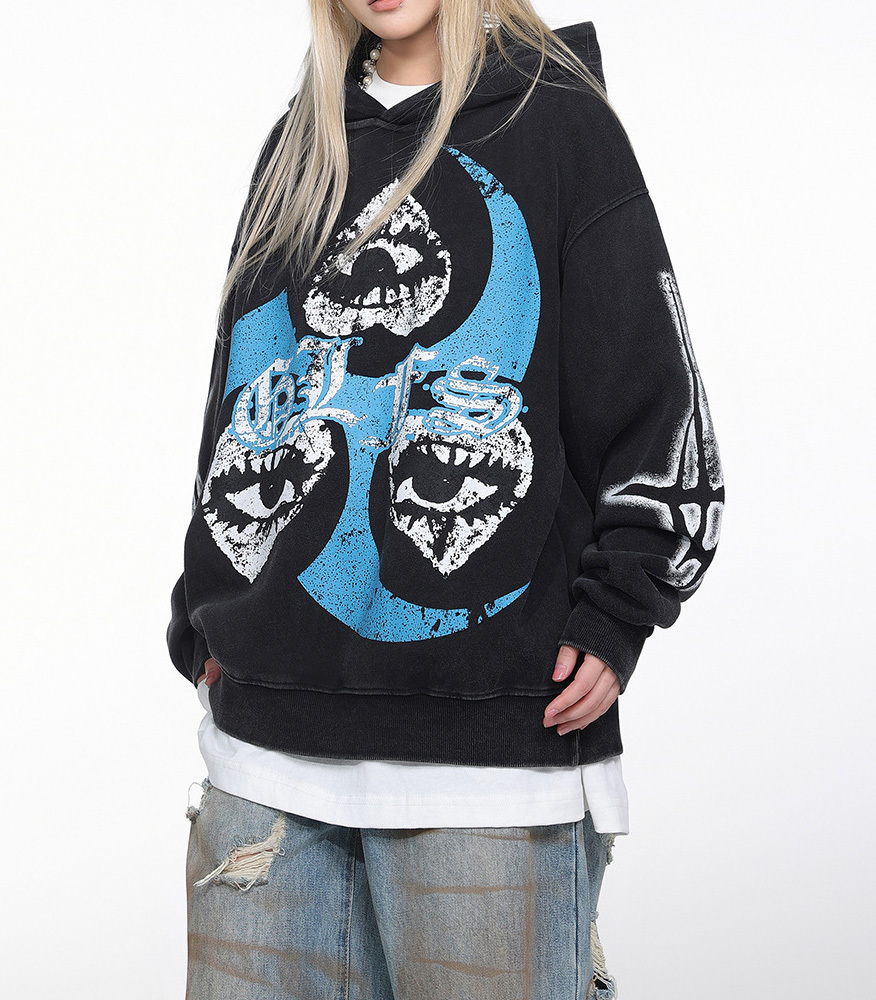 Autumn and winter heavy do old hoodie coat American short hoodie love flying pigeon high street BF men and women