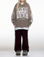 Autumn and winter new flame high street letter print hoodie with loose lovers sports long-sleeved hoodie