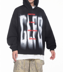 Autumn and winter new vintage American hoodie National trend Phantom letter top heavy washed coat couple hoodie