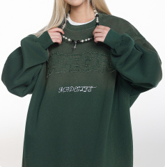 2024 Simple letter embroidery heavy wash water hoodie crew neck top gradual loose couple hoodie