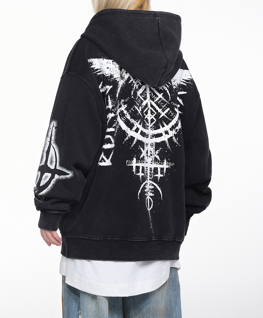 Autumn and winter heavy do old hoodie coat American short hoodie love flying pigeon high street BF men and women