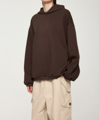 Thin hooded hoodie 2024 autumn and winter new simple pure color fashion brand loose couple top