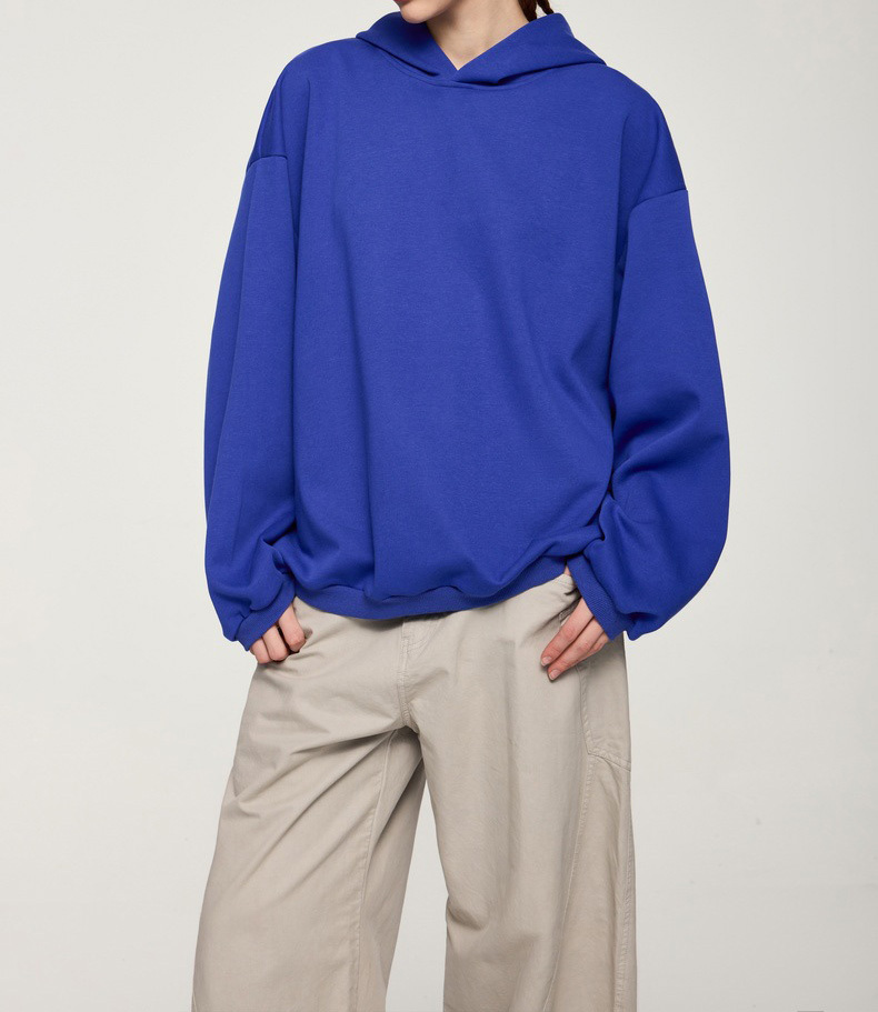 Thin hooded hoodie 2024 autumn and winter new simple pure color fashion brand loose couple top