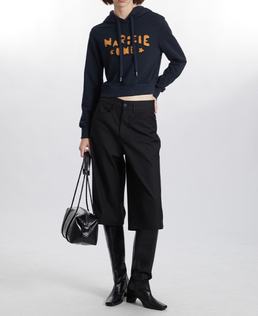 2024 Europe and the United States autumn hooded applique embroidery short crop hot girls hoodie women all the fashion brand