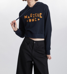 2024 Europe and the United States autumn hooded applique embroidery short crop hot girls hoodie women all the fashion brand