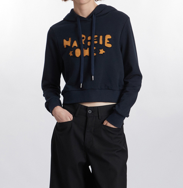 2024 Europe and the United States autumn hooded applique embroidery short crop hot girls hoodie women all the fashion brand