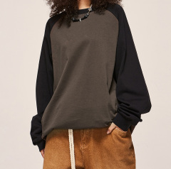 Heavy contrast color insert shoulder sleeve long sleeve T-shirt 2024 autumn/winter new base shirt top