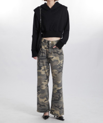 Autumn American fashion brand hoodie short hoodie women hooded crop solid color pullover coat top