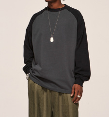 Heavy contrast color insert shoulder sleeve long sleeve T-shirt 2024 autumn/winter new base shirt top