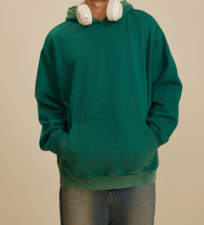 2024 American fashion brand heavy washed waste soil short hoodie men loose casual hoodie