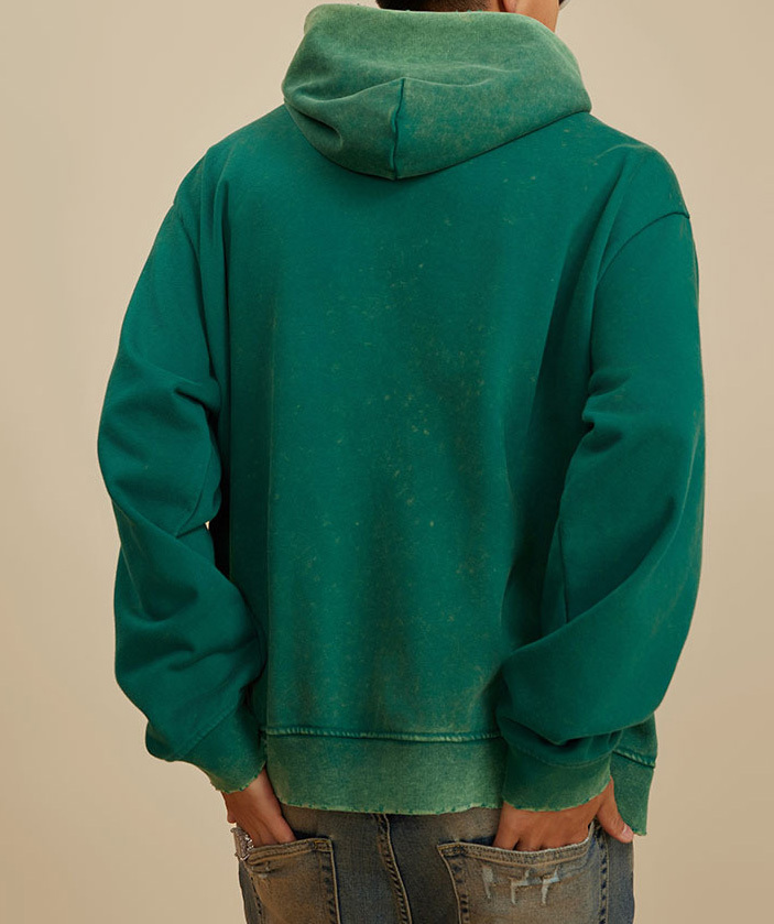 2024 American fashion brand heavy washed waste soil short hoodie men loose casual hoodie