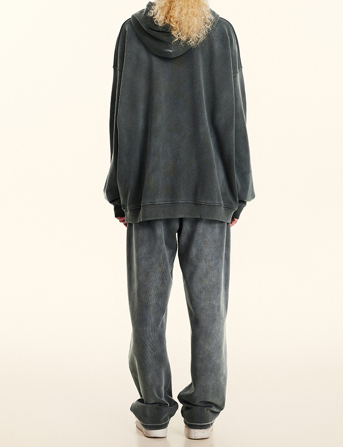 2024 autumn and winter new retro heavy standing hooded casual hoodie men and women's couple top