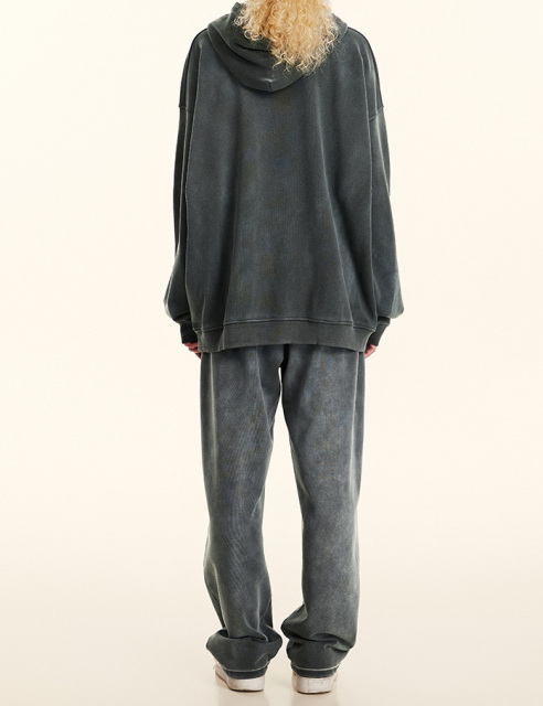 2024 autumn and winter new retro heavy standing hooded casual hoodie men and women's couple top