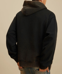 2024 American fashion brand heavy washed waste soil short hoodie men loose casual hoodie