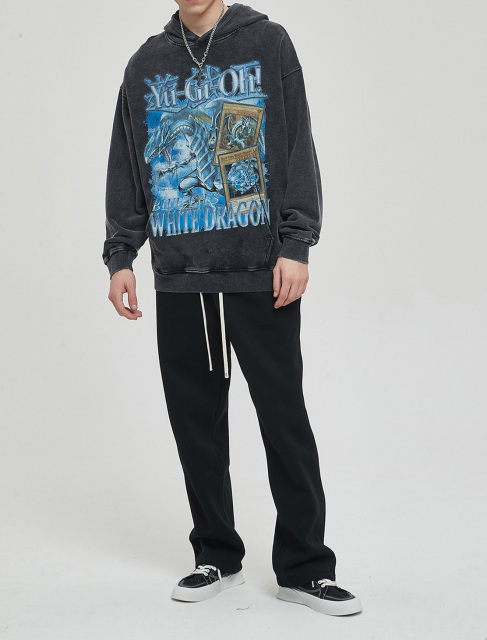 Digital direct spray brand wash printed men's hoodie autumn thin to make old men's top hoodie