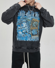 Digital direct spray brand wash printed men's hoodie autumn thin to make old men's top hoodie