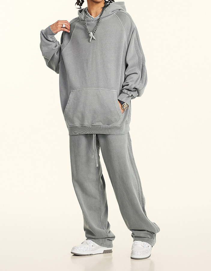 2024 Autumn and winter youth loose type basic pure cotton wool circle American fashion brand washed hoodie men